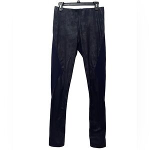 D. Exterior Faux Leather Panel Leggings